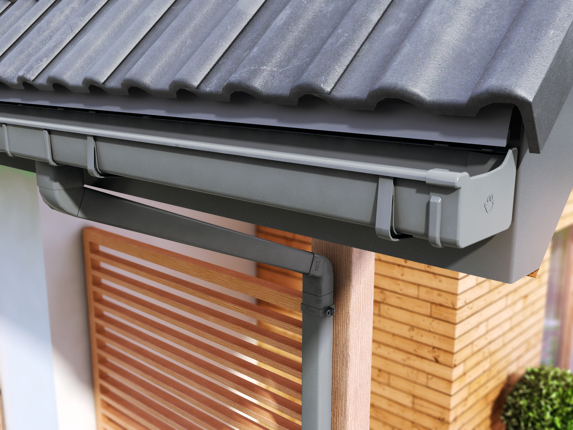 Budynek z systemem rynnowym Galeco PVC² – nowoczesny i lekki wygląd